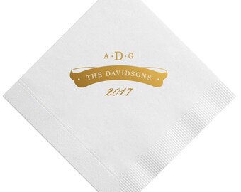 Personalized Napkins, Wedding Napkins, Custom Wedding Napkins, Cocktail Napkins, Monogrammed Napkins, Bar Napkins, Wedding Favors 264