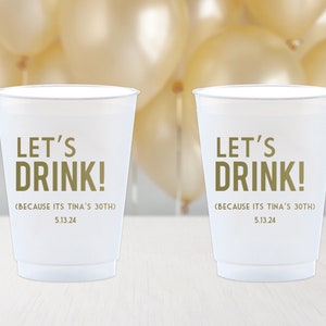 Custom Frosted Wedding Cups, 5oz / 8oz / 9oz / 10oz / 12oz / 14oz / 16oz / 20oz / 24oz / Graduation Birthday Bachelorette Engagement Baby