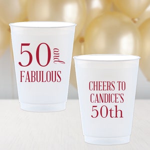 50th Birthday Party Cups, Happy 50th, Personalized Frosted Cups, 30th, 40th, 60th Birthday Party Favor, Plastic Cups, Milestone Birthday