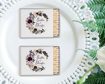 Personalized Floral Garden Match Boxes (set of 50), Floral Monogram Matches, Full Color Matchboxes