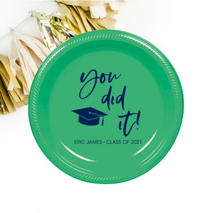 Graduation party plates, personalized plates, congrats grad 2025, college graduation party favor, high school graduation, party plates