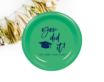 Graduation party plates, personalized plates, congrats grad 2025, college graduation party favor, high school graduation, party plates