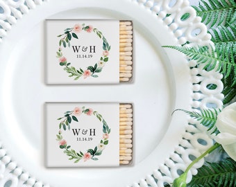 Wedding matches personalized match boxes, pink floral matches, floral Monogram, a perfect match