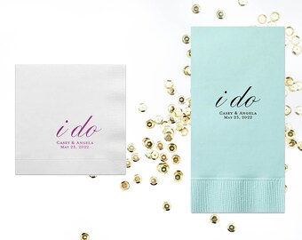 i do Personalized Wedding Napkins - Custom Cocktail Napkins, Party Napkins, Reception Napkins, Foil Stamped Napkins