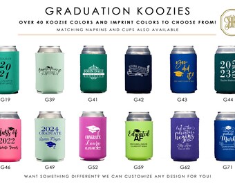 Graduation Coozies Class of 2024 Party Decorations Personalized Beer Huggers College Graduation Party Favors Custom Can Coolers