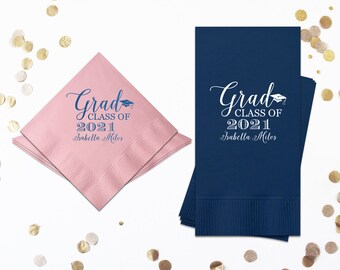 Personalized Graduation Napkins Class of 2024 Grad Party Decorations - Cocktail, Luncheon, and Dinner Napkins