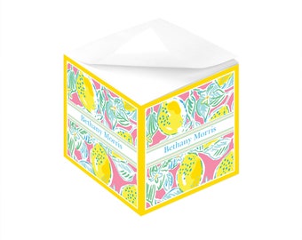 Preppy Lemon Gift Note Cubes with Sticky Adhesive 700 Sheets Personalized Monogrammed Gift for Teachers Desk Accessories Office