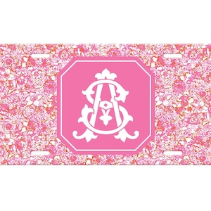Preppy Personalized License Plate, Custom Car Tag for Women, Name Car Tag, Lilly License Plate Frame, Car Coasters, Personalized