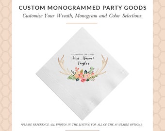 Future Mrs Personalized Bridal Shower Napkins - Bridal Shower - Rehearsal Dinner - Engagement Party Napkins - Antler Napkin