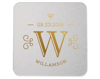 Custom Coasters, Wedding Coasters, Rose Gold Foil, Personalized Coasters, Party Coasters, Wedding Favor, Bridal Shower, Party Favor 298