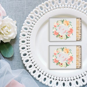 Wedding Matches, Perfect Match Matches, Personalized Matchboxes, Watercolor Floral Matches -Set of 50, Watercolor Wedding Monogram