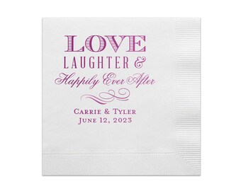 Personalized Wedding Napkins Cocktail Beverage Luncheon Dinner Guest Towels Monogram Custom Printed Foil Imprinting Imprinted Napkins