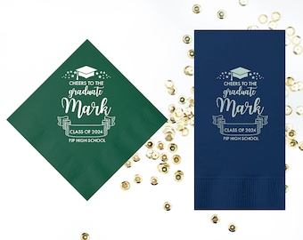 Custom Graduation Napkins, Class of 2025 Personalized Graduation Cocktail Napkins -Beverage, Luncheon, Dinner, and Guest Towels