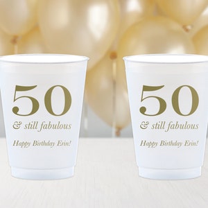 50th Birthday Party Cups, Personalized Birthday Cups, Custom Birthday Cups, Birthday Stadium Cups, Birthday Party Favors