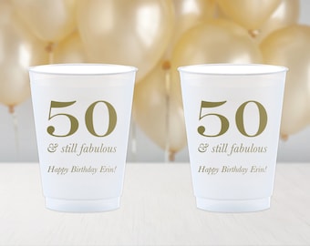 50th Birthday Party Cups, Personalized Birthday Cups, Custom Birthday Cups, Birthday Stadium Cups, Birthday Party Favors