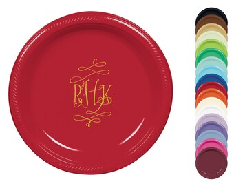 personalized plates, custom plate, plastic party plates, personalized party plates, monogrammed plate, disposable plate, plastic plates