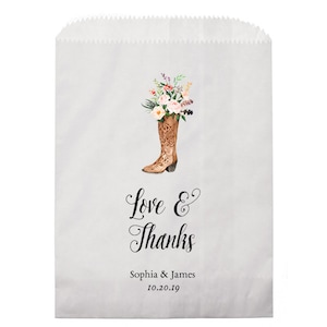 Treat bag | wedding favor bag | candy bag | Kraft favor bags | popcorn bags | Personalized bags | country wedding | Rustic | Cowboy 5&quot; x 7&quot;