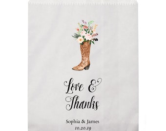 Treat bag | wedding favor bag | candy bag | Kraft favor bags | popcorn bags | Personalized bags | country wedding | Rustic | Cowboy 5" x 7"