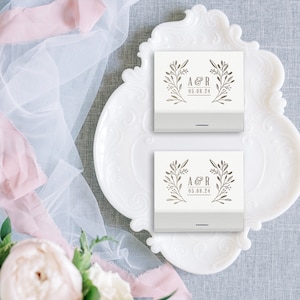 Wedding Matchbooks with branch Initials - Wedding Favors, Wedding Matches, Wedding Decor, Custom Matchbook, Shower Favor, Foil Printed