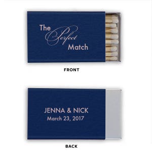 Printed The Perfect Match Personalized Matches, Custom Wedding Matchboxes, Personalized Printed Wedding Favor, Bar Matches, Cigar Station 63