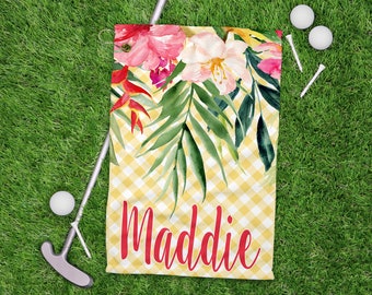 Golf Towel, Personalized Golf Towel, Tropical Golf Towel, Flower Towel, Ladies League Gift, Womans Golf Towel, Sports Towel, Tennis Towel