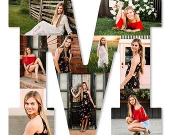 Senior Board Initial Photo Collage, Letter Collage, Foam Board Letter, Cardboard Letter, Grad Photo Collage, Class of 2025, Party Decor