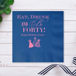 Birthday Napkins, Happy Birthday Napkins, Guest Towels, Birthday Cocktail Napkins, 20, 30, 40, 50 Custom Napkins, event napkin 145