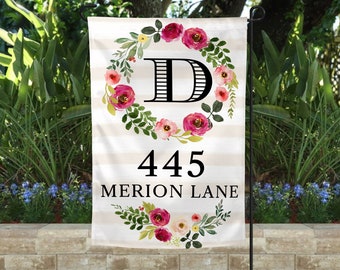 Personalized Address Garden Flag, Spring Garden Flag, Summer Garden Flag, Porch Decor, Entry Flag, Yard Decor, Housewarming Gift