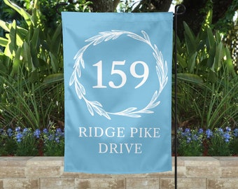 Address Garden Flag, Rustic garden flag, Street Address Flag, Custom yard marker, Monogram Flag, Flag with address, Last name flag