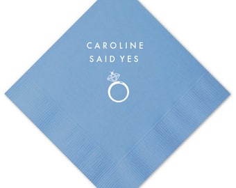 Engagement Cocktail Napkins Yes  - Personalized Napkins - Party Napkins - Cocktail Napkins - Bridal Shower Napkins - Engaged