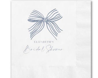 Tying the Knot Bridal Shower - Pink Bow Decor - Personalized Bachelorette Napkins - Bow Napkin for Bridal Shower or Baby Shower