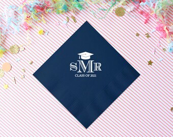 Graduation Napkins, 2024 Graduation, College Grad, Congrats Grad, Personalized Napkins, Cocktail Napkins, Beverage Napkins, Party Napkins