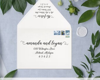 Personalized Envelopes | Envelops, Envelope Printing, Printed Envelopes, Addressed Envelopes, Modern Elegant Wedding Envelopes