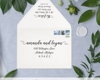 Personalized Envelopes | Envelops, Envelope Printing, Printed Envelopes, Addressed Envelopes, Modern Elegant Wedding Envelopes