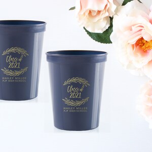 2025 Graduation Cups Party Decorations Personalized Grad Party Cups Custom Plastic Cups Class of 2025 Party Supplies Frosted Cups