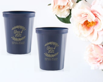 2025 Graduation Cups Party Decorations Personalized Grad Party Cups Custom Plastic Cups Class of 2025 Party Supplies Frosted Cups