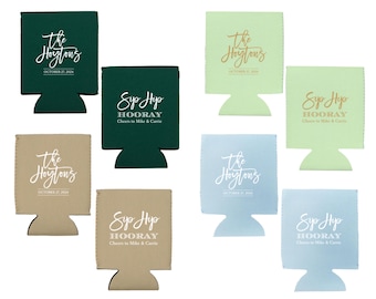 Custom Can Coolers, Personalized Can Huggers, Wedding & Party Favors, Neoprene or Foam, 12 oz, Double-Sided Print, 50+ Colors