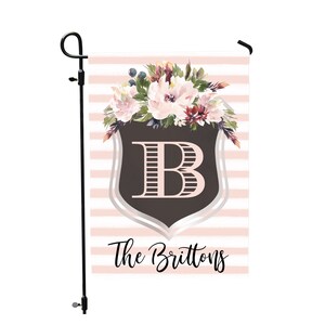 Spring Garden Flag, Spring Garden Flag, Summer Garden Flag, Porch Decor, Entry Flag, Yard Decor, Housewarming Gift, Floral Crest with Name