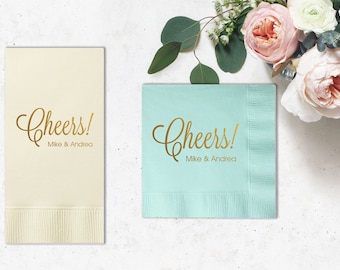 Personalized Napkins Wedding Napkins Custom Monogram Cheers Rehearsal Dinner Beverage Cocktail Luncheon Dinner Guest Towels Available!