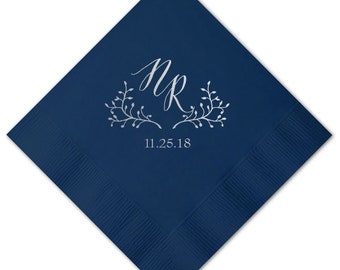 Wedding Napkins, Gold Foil Napkins, Custom Wedding Monogram, Bar Napkin, Wedding Favors, Cocktail Napkins, Monogrammed Wedding Napkins 285