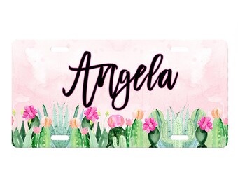 Cactus License Plate, License Plate Frame, License Plate Art, Car Tags, Gift for Her, Mothers Day Gift, Personalized License Plate,