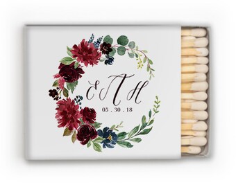 monogrammed matchbook, reception matches, wedding matches, sparkler send off matchbox, reception match book, cigar bar, matchbook, favor 354