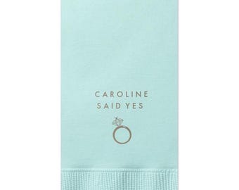 Personalized Napkins Beverage Luncheon Dinner Size Available Wedding Napkins Shower Custom Monogram Engagement She Said Yes