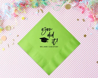 The Class of 2025 Napkins, Personalized Set of 100 High School College, Graduation Napkins, 2025 Graduation Decor - Cocktail Luncheon Dinner