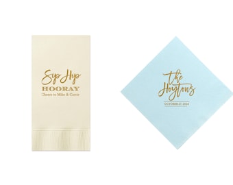 Sip Hip Hooray Personalized Guest Towels, Bathroom Restroom Hand Towels, Dinner Napkins, Wedding Paper, Hostess Gift, customize your colors