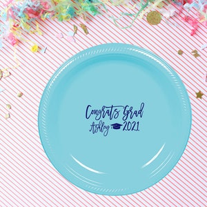 Graduation party plates, personalized plates, congrats grad 2025, college graduation party favor, high school graduation, party plates