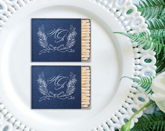 Custom Wreath Wedding Matches, Monogrammed Matchboxes, Personalized Matchbooks, Wreath Monogram, Sparkler Matches, Custom Cigar Matches