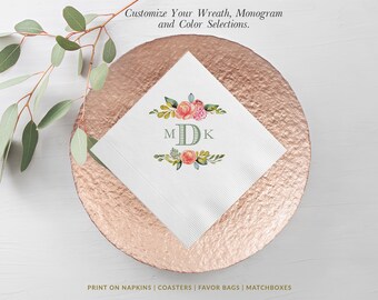 Best Day Ever Burgundy Floral Wedding Napkins | Bridal Shower Napkins | Rehearsal Dinner | Full Color Napkin | Blush Pink Napkins