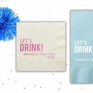 Personalized Birthday Party Napkins, Custom 3 Ply Cocktail Napkins, Milestone Birthdays, 30th Birthday Party Napkins, Beverage Napkins