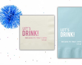 Personalized Birthday Party Napkins, Custom 3 Ply Cocktail Napkins, Milestone Birthdays, 30th Birthday Party Napkins, Beverage Napkins